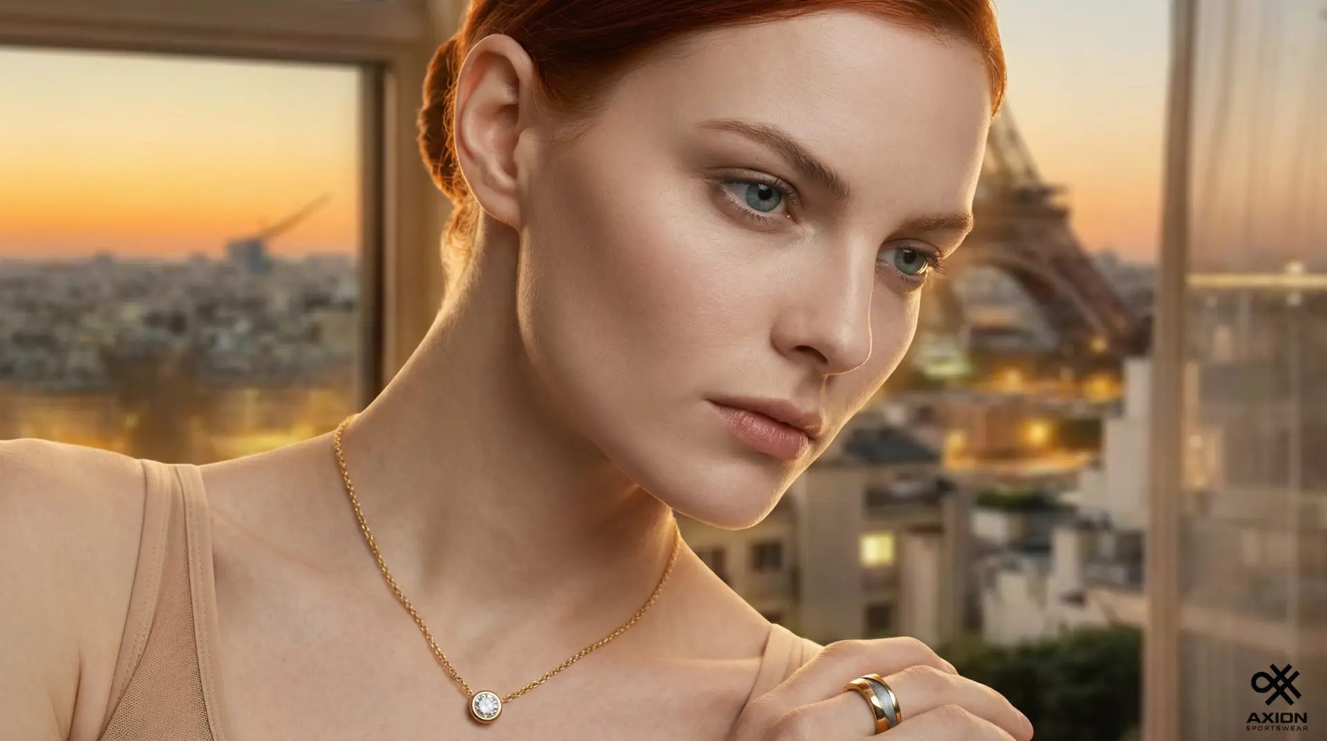 Close crop of a fine gold pendant necklace